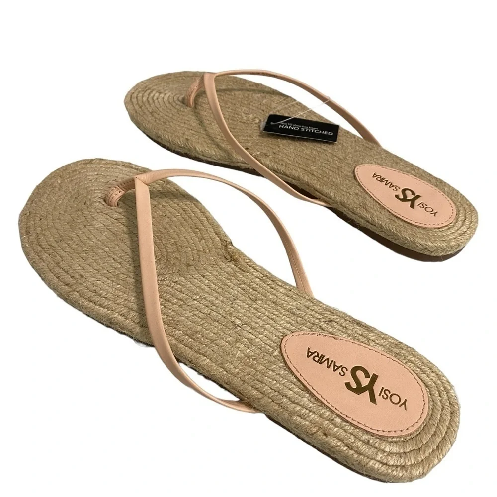YOSI SAMRA -‎ SIZE 10 - NWT - HANDSTITCHED JUTE ROPE - HAS PINK T-STRAP - S7